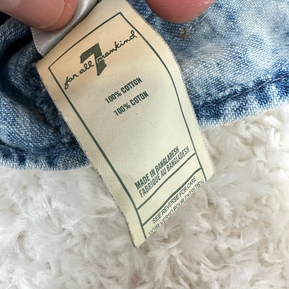 7 For All Mankind 12M Baby Boy's Denim Button Shirt Hoodie Casual Preppy - Picture 10 of 12